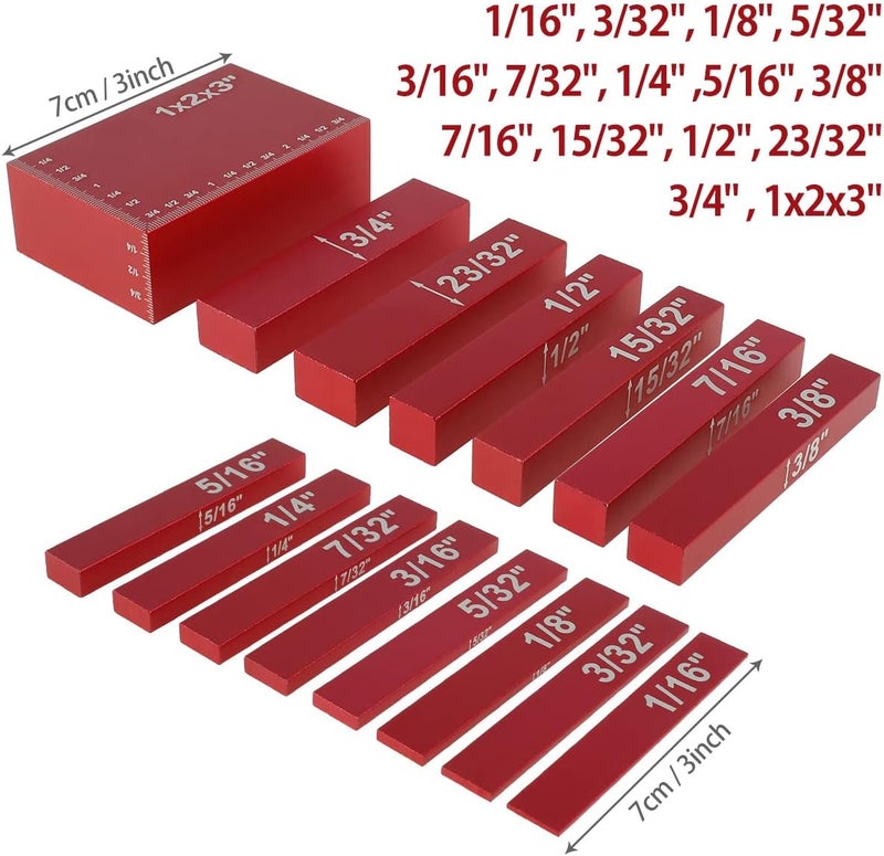 Abizarch 15pcs Gauge Block Set Aluminum Alloy Height Gauge Block High Precision Setup Bars Portable Testing Gauge Block Measuring Tool for Router and Table Saw Woodworking Accessories - Image 3